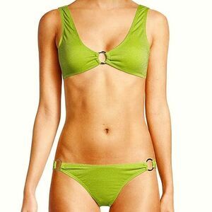 KENDALL + KYLIE Women's Lime Green 2-Piece Ring-Trim Bikini Set Size Lar…